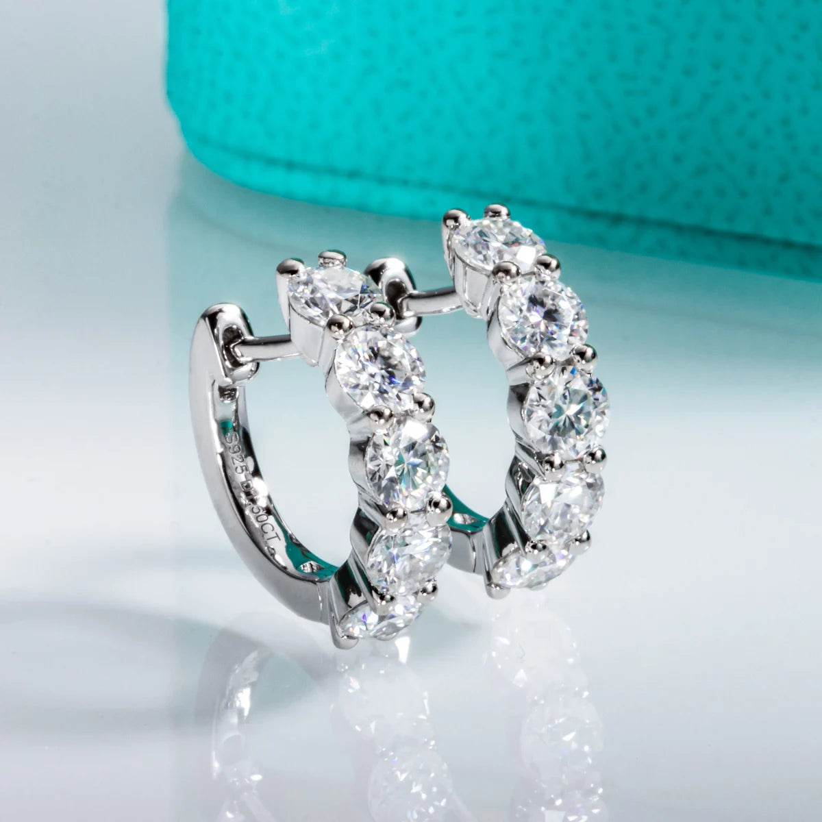 4mm D-Color Moissanite Huggie Hoop Earrings 3cttw - 925 Sterling Silver