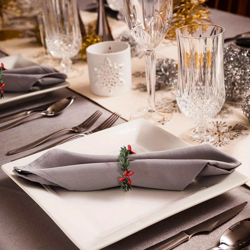 Mini Christmas Wreath Napkin Rings – 12-Piece Decorative Set