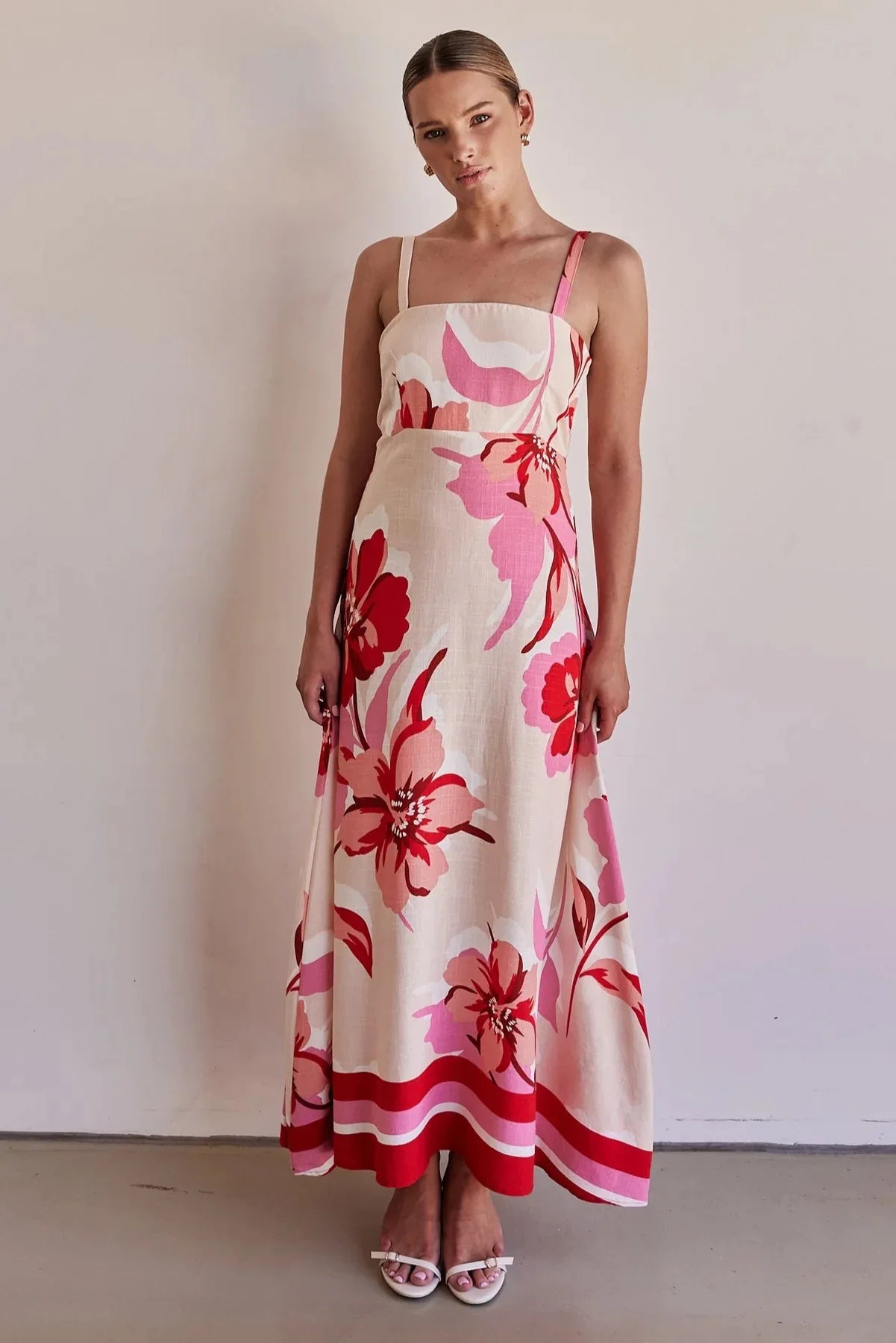 Spaghetti Strap Backless Maxi Dress - A-Line Resort Style