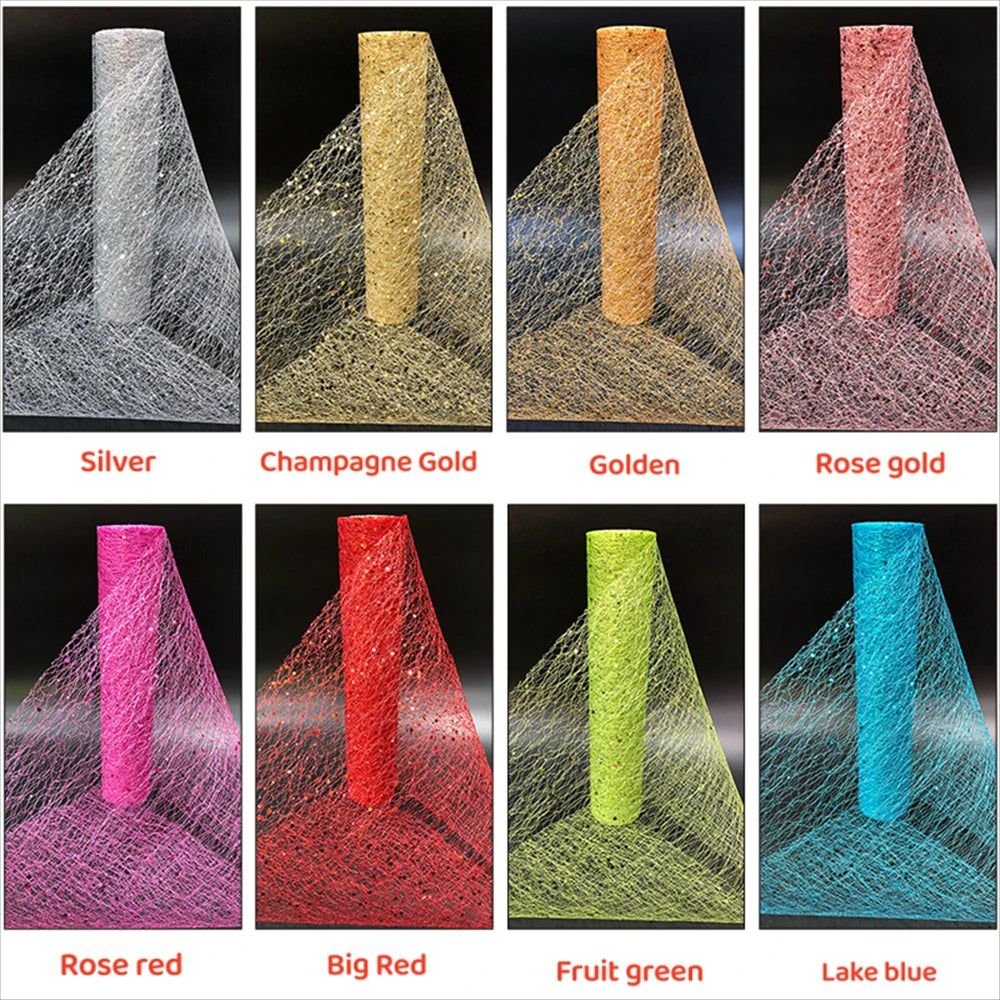 Color swatches of a decorative netting in various colors with labels below.