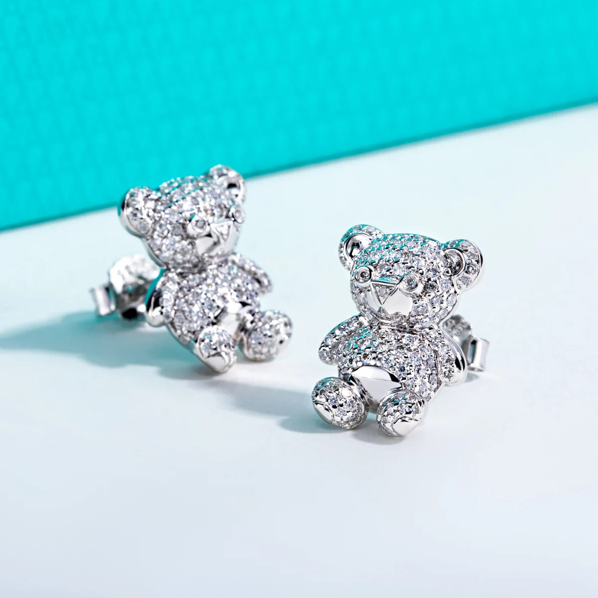 Bear Moissanite Stud Earrings - 925 Sterling Silver