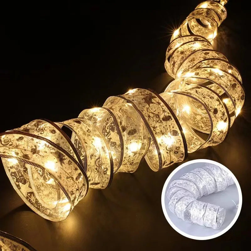 Decorative string lights with a close-up inset showing the texture.