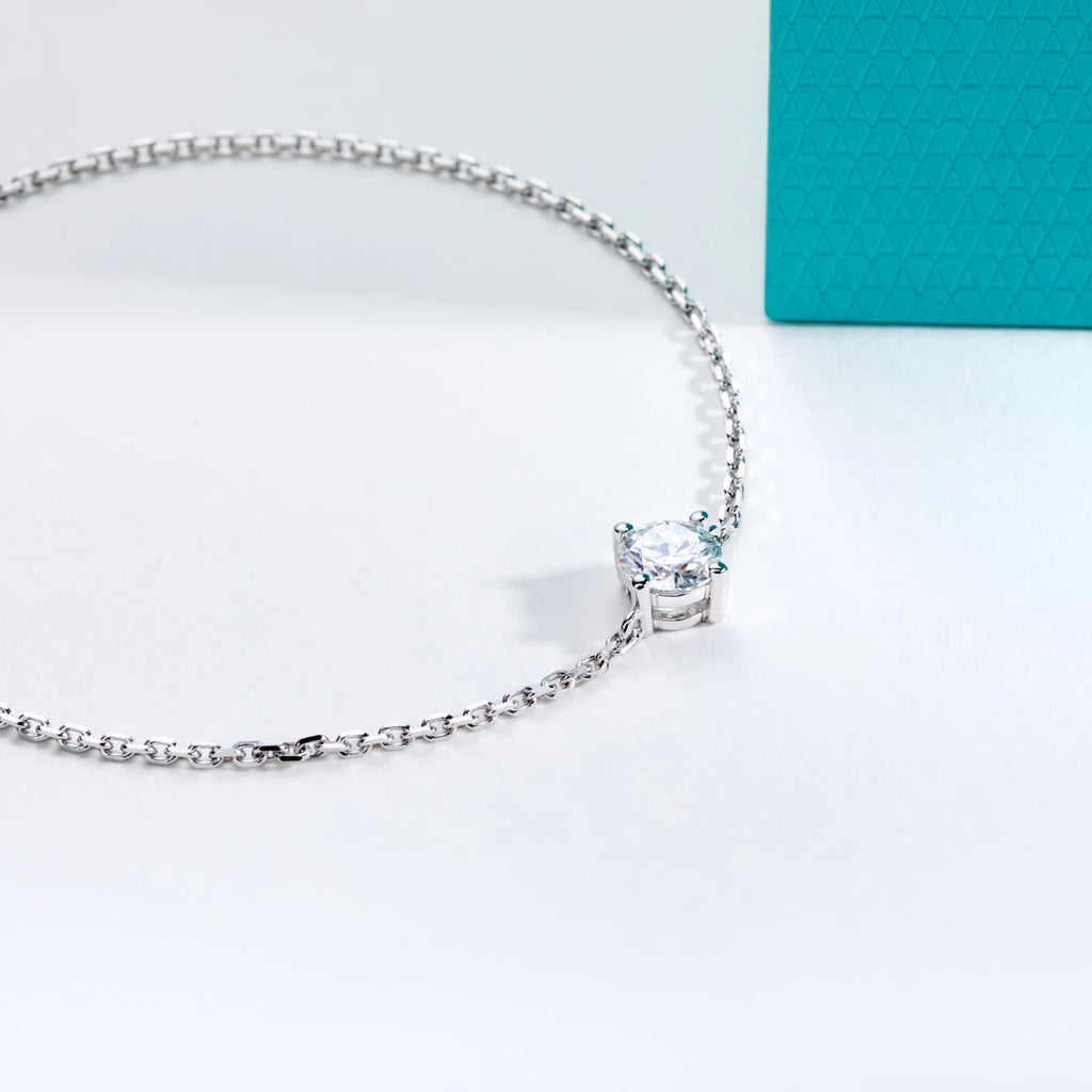 1ct Moissanite Bracelet - 925 Sterling Silver Adjustable 12.5cm