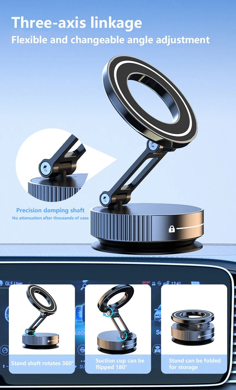 Three-axis linkage device with adjustable angles on a blue background