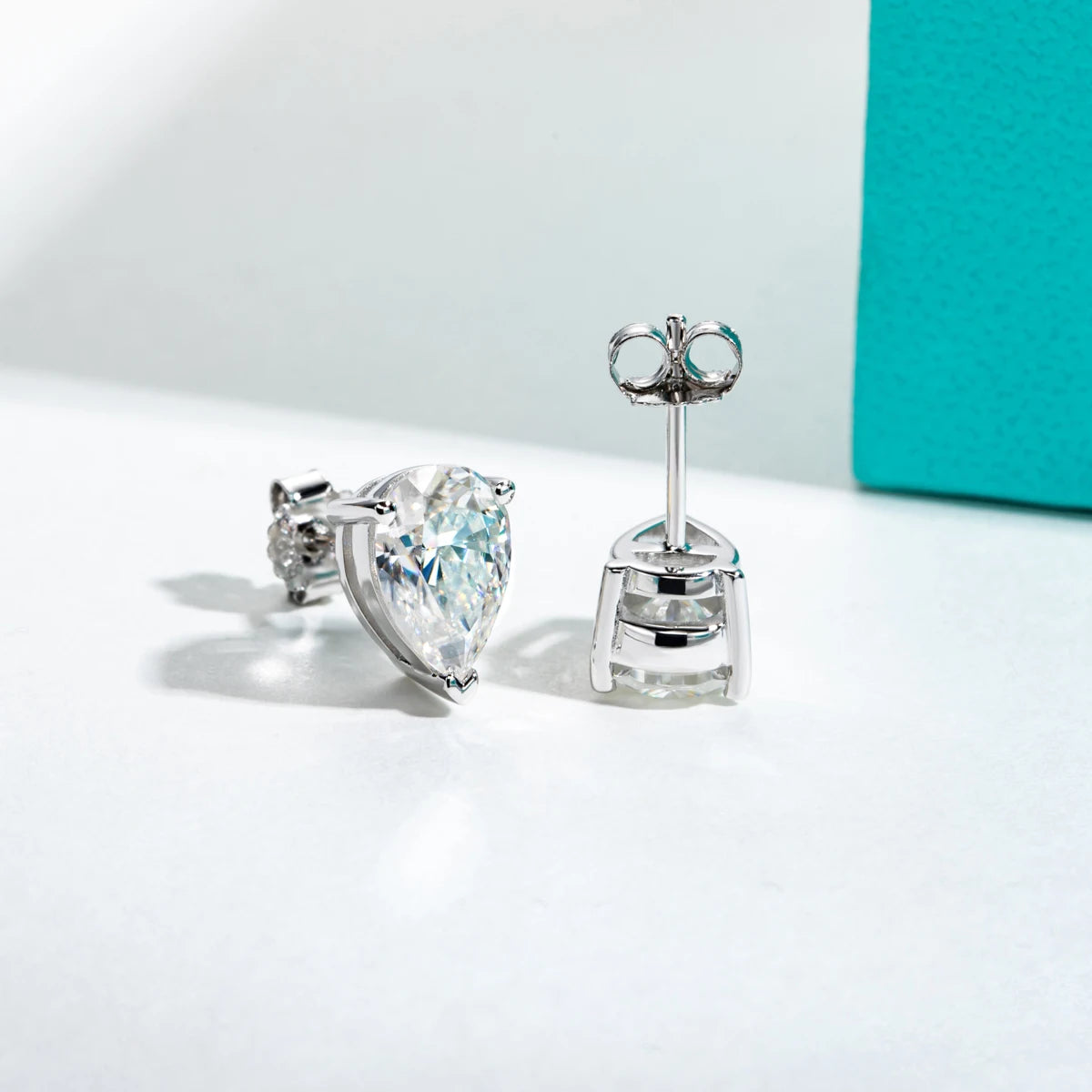 Pear Cut Moissanite Stud Earrings - 10K Gold Post