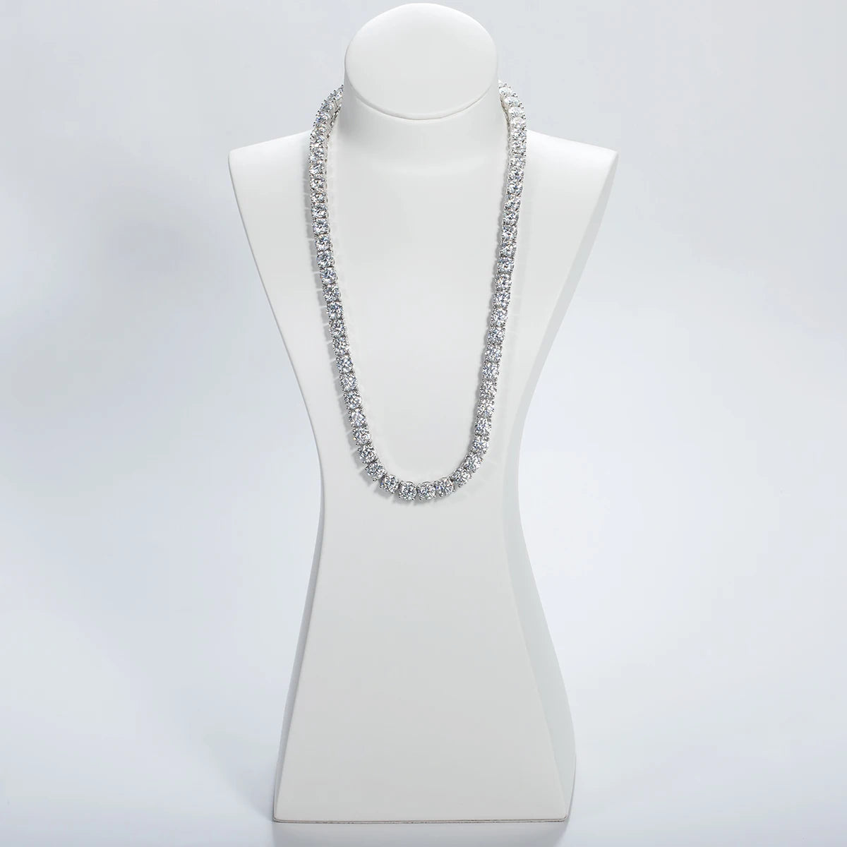 Moissanite Tennis Necklace 6.5mm 66cttw D-Color - 925 Sterling Silver 18K Gold Plated