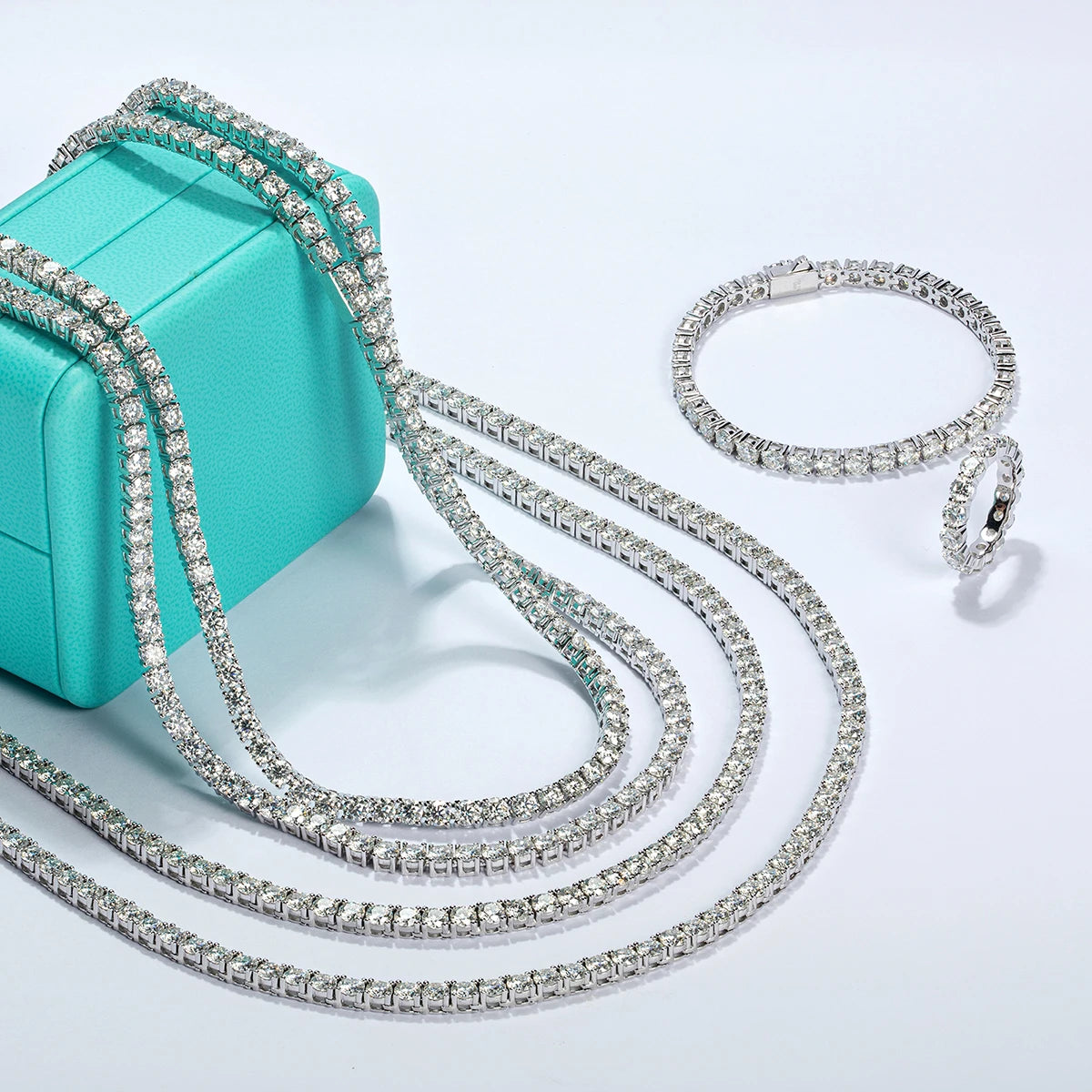 4mm Moissanite Tennis Necklace - 18K Gold Plated 925 Sterling Silver D Color