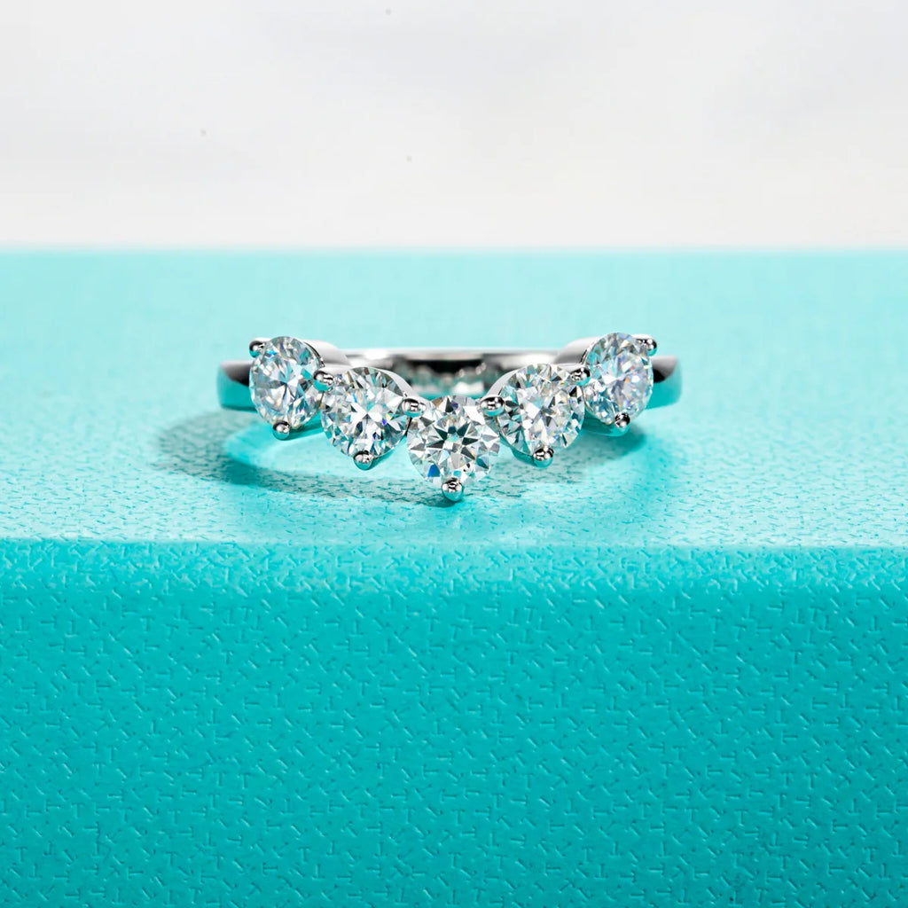 4mm D Color Moissanite Wedding Band - 1.5ctw Sterling Silver