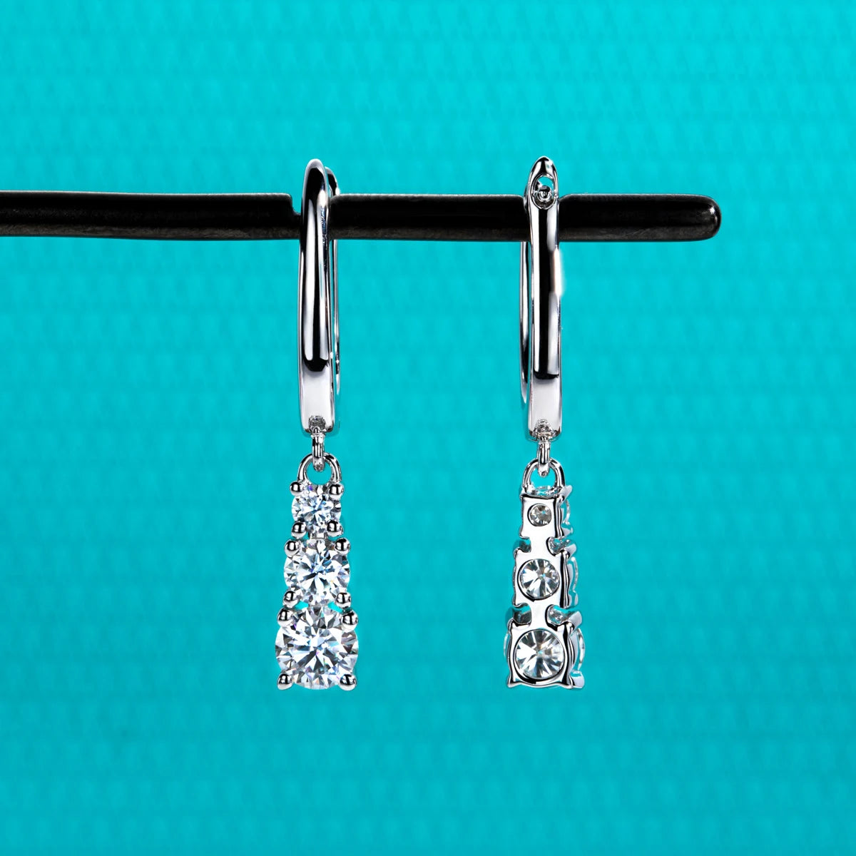 1.8ct D-Color Moissanite Dangle Drop Earrings - 925 Sterling Silver