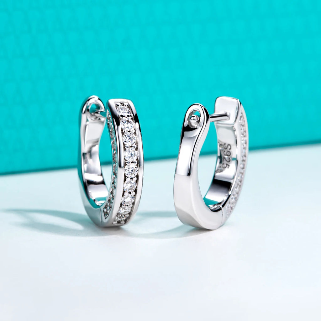 0.56ct Moissanite Hoop Earrings - 925 Sterling Silver