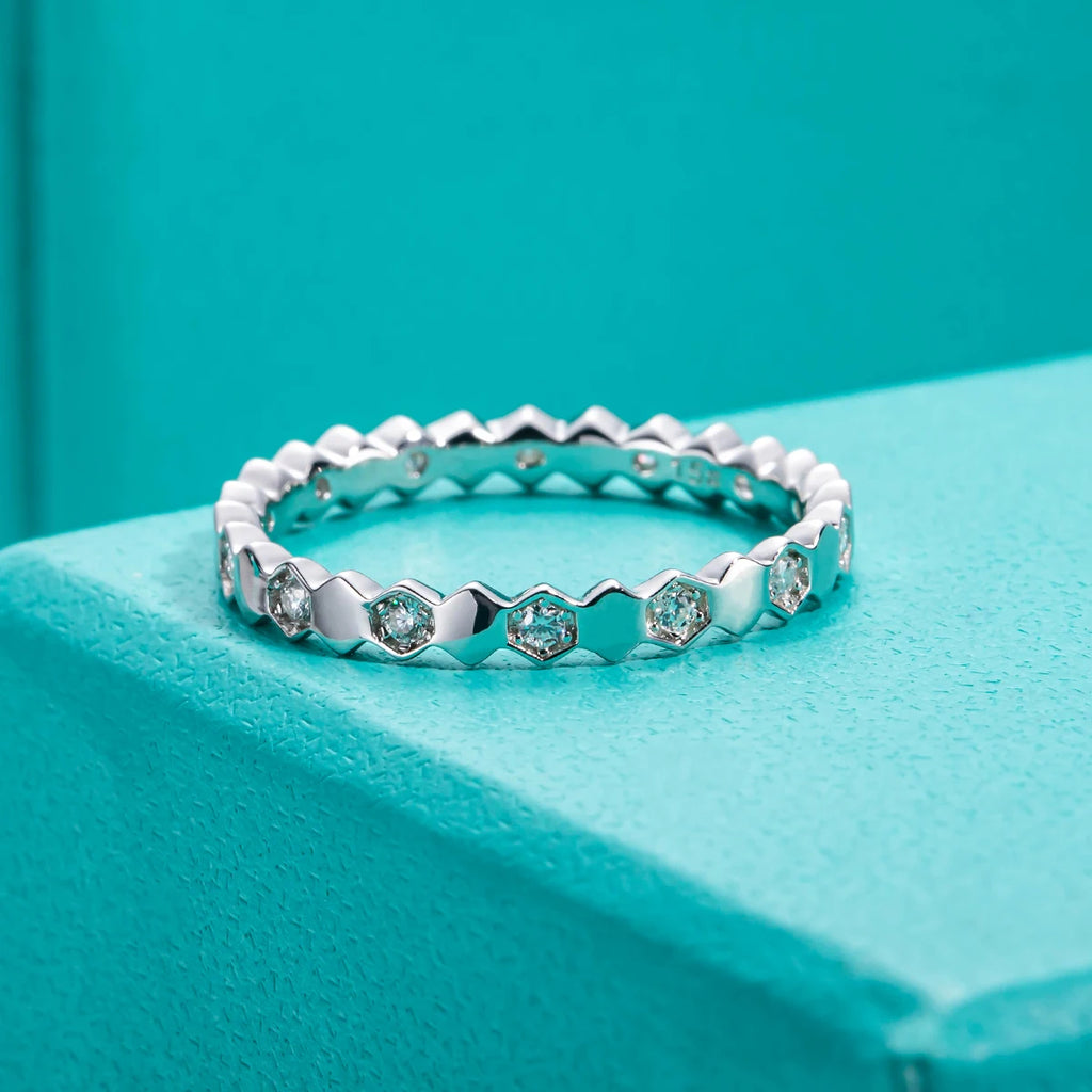 1.5mm D Color Moissanite Eternity Band - 18K Gold Plated Sterling Silver