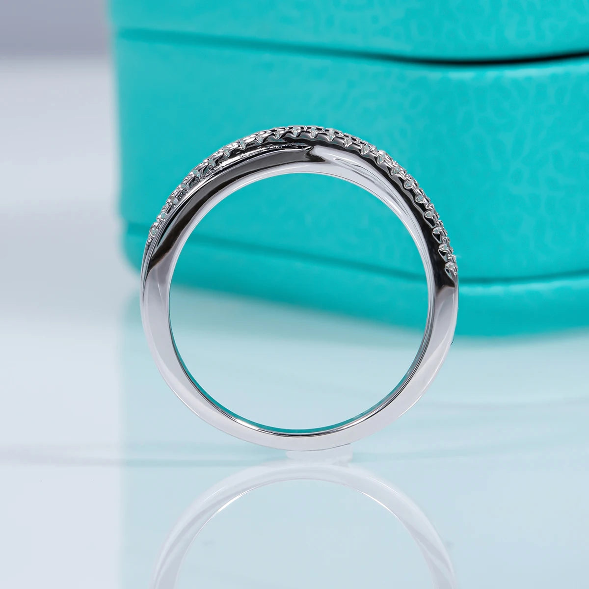 D Color Moissanite Cross Engagement Ring - 18K Gold Plated Wedding Band