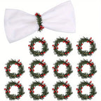 Mini Christmas Wreath Napkin Rings – 12-Piece Decorative Set