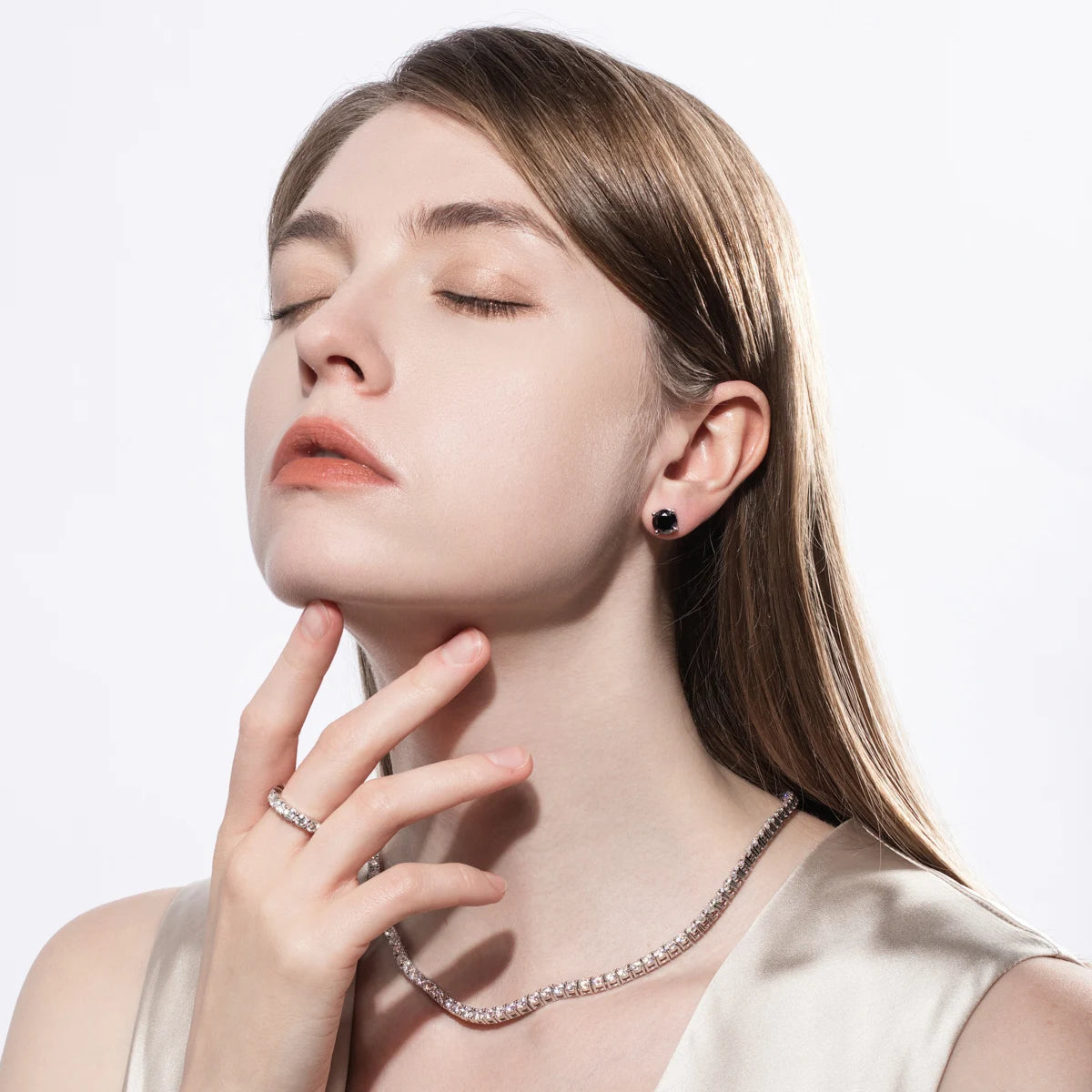 Black Moissanite Stud Earrings - 925 Sterling Silver