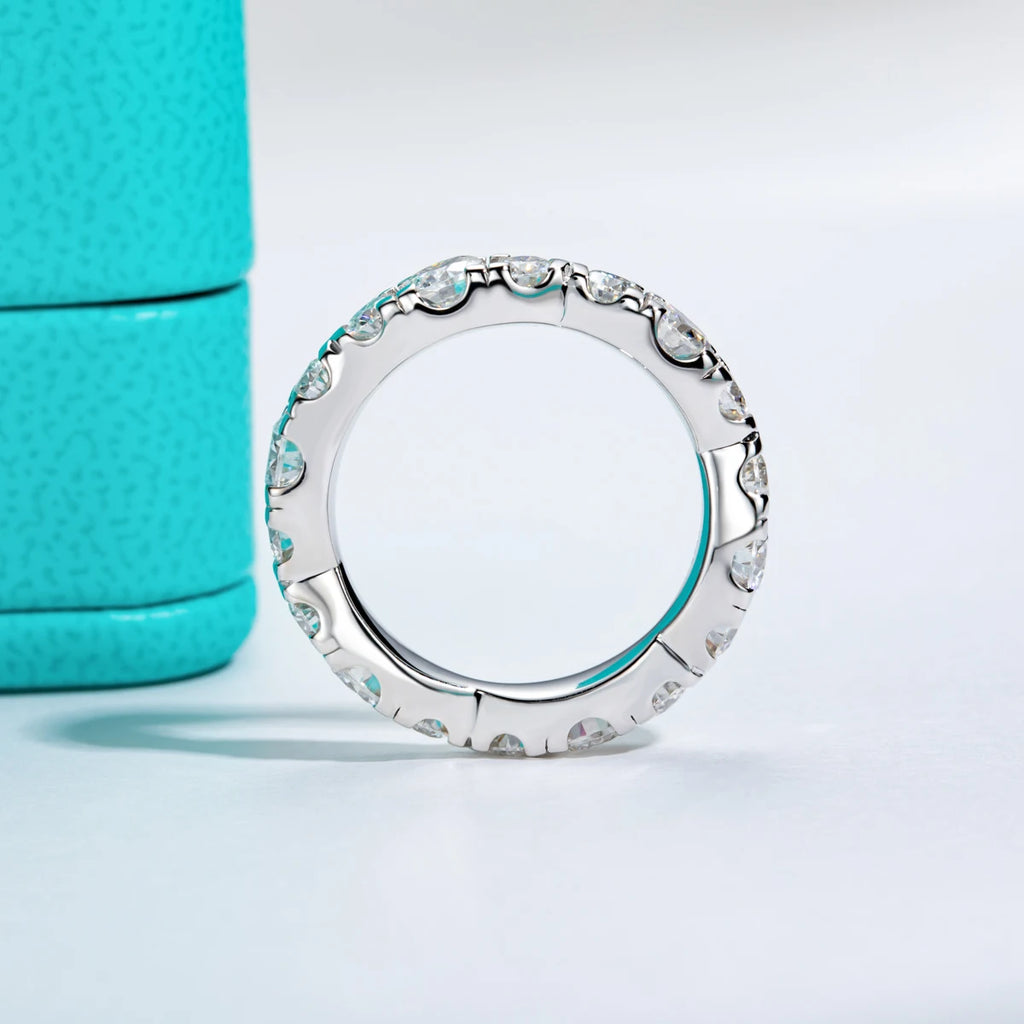 D Color Moissanite Eternity Band - 18K Gold Plated Sterling Silver