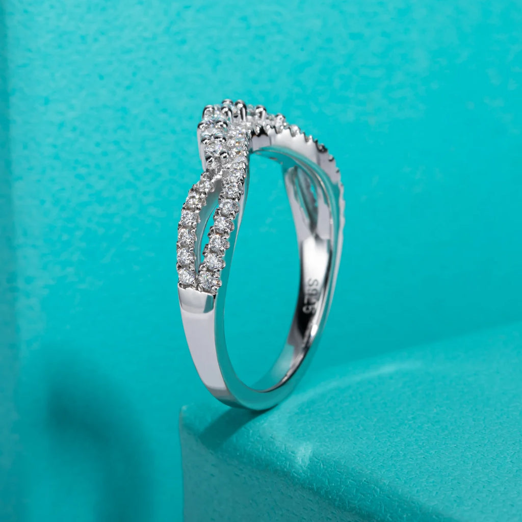 2.5mm D Color Moissanite Eternity Band - Sterling Silver Wedding Ring