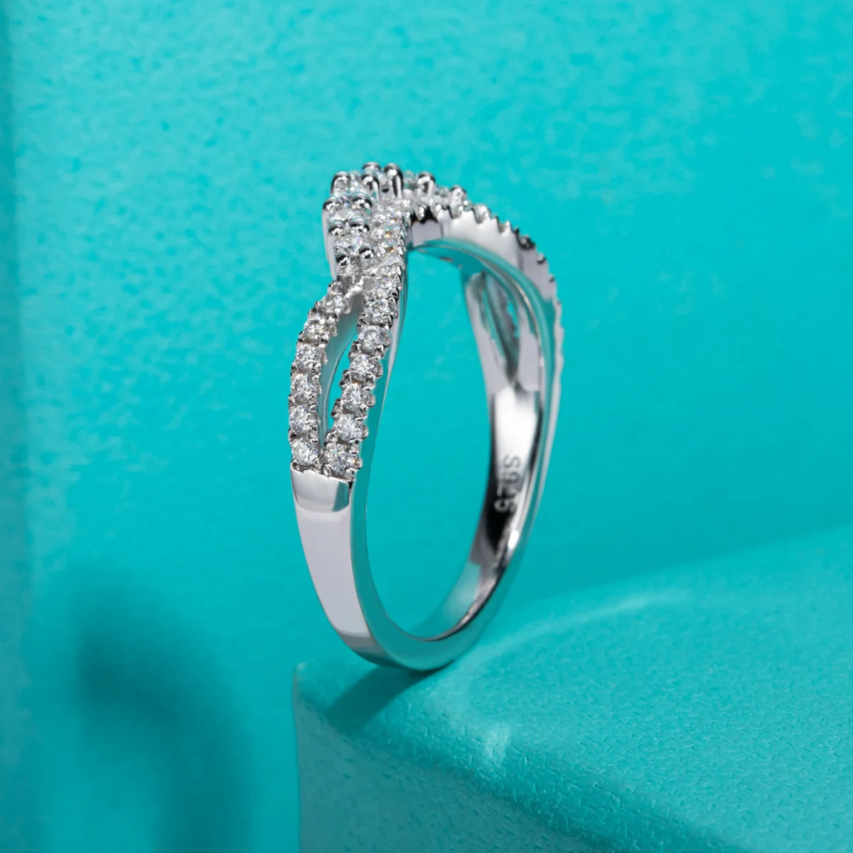 2.5mm D Color Moissanite Eternity Band - Sterling Silver Wedding Ring