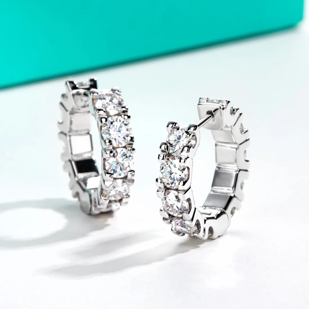 D-Color Moissanite Huggie Hoop Earrings - 925 Sterling Silver