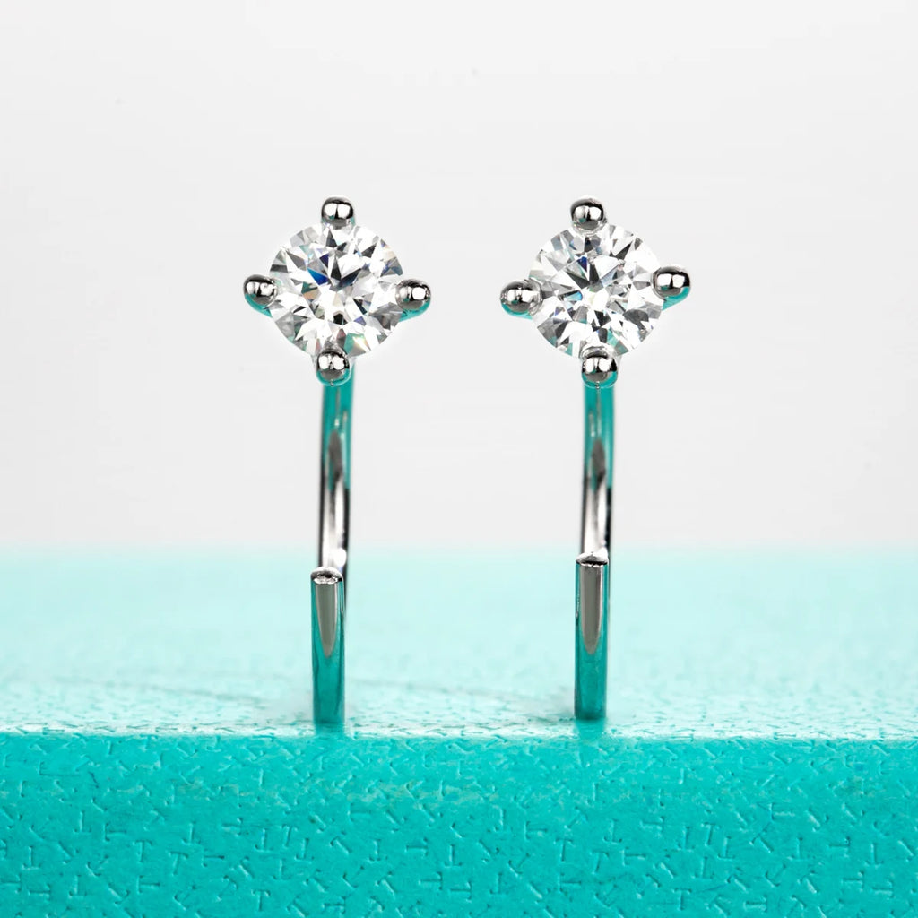 4mm D-Color Moissanite Hoop Earrings - 925 Silver 18K Gold Plated