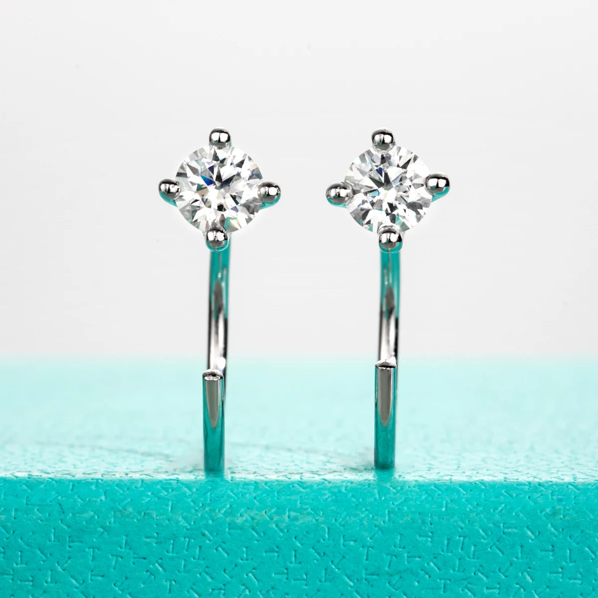 4mm D-Color Moissanite Hoop Earrings - 925 Silver 18K Gold Plated