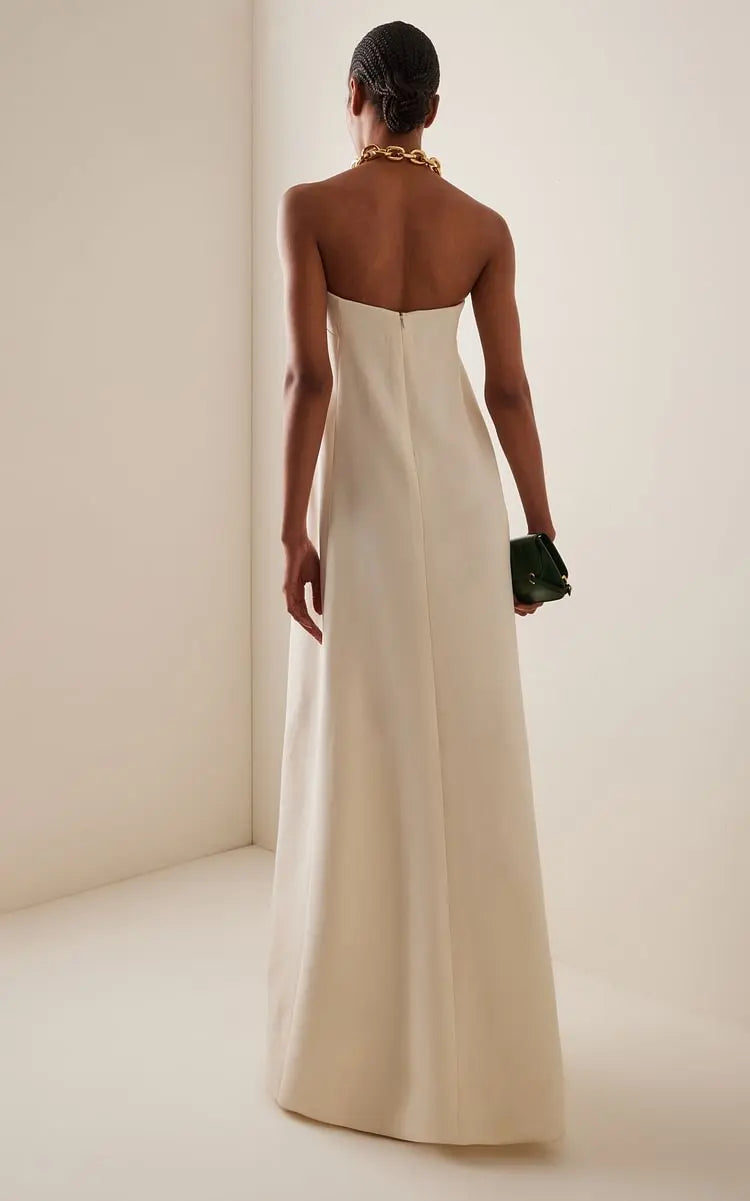 Bandeau Blossom Print Maxi Dress - Sleeveless Party Dress