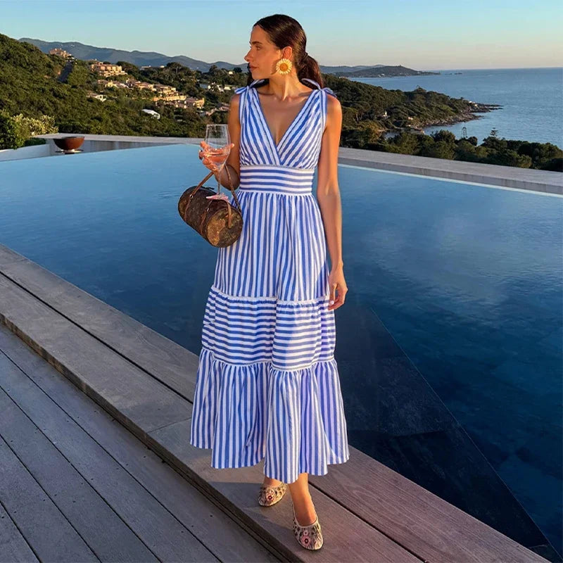 Deep V-Neck Swimsuit - Elegant Beachwear