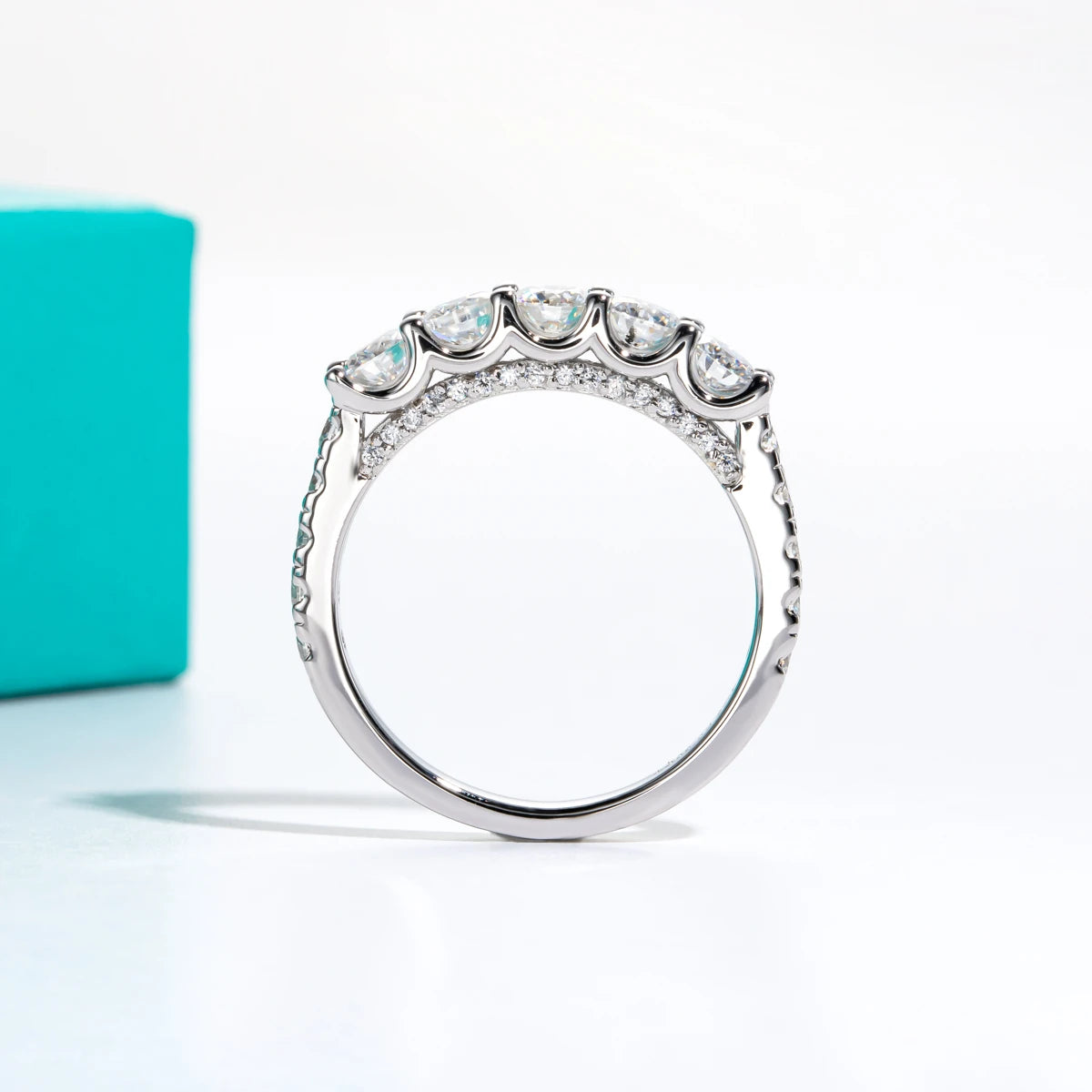 4mm D Color Moissanite Wedding Band Ring - Sterling Silver