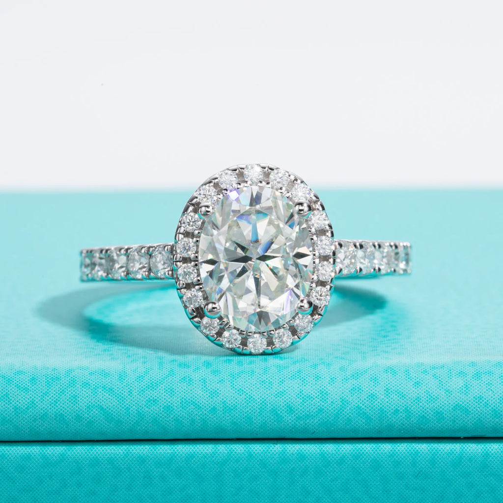 2.6ct Oval Cut D-Color Moissanite Bridal Ring Set - 925 Sterling Silver