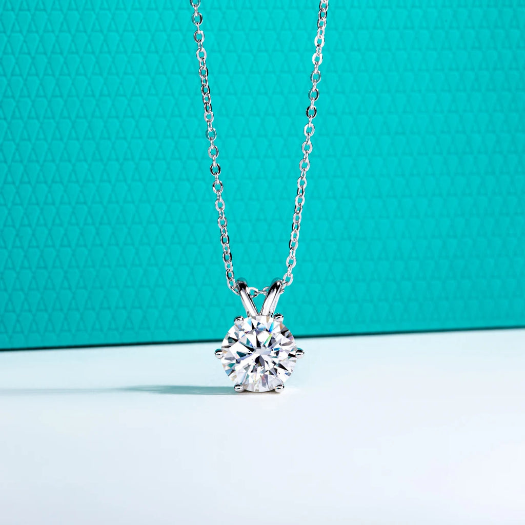 Moissanite Pendant Necklace - 18K Gold Plated D Color Diamond Necklace