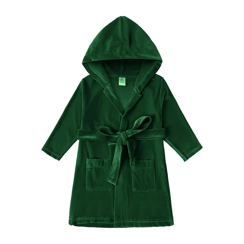 Kids Velvet Christmas Robe Pajamas – Family Matching Winter Sleepwear