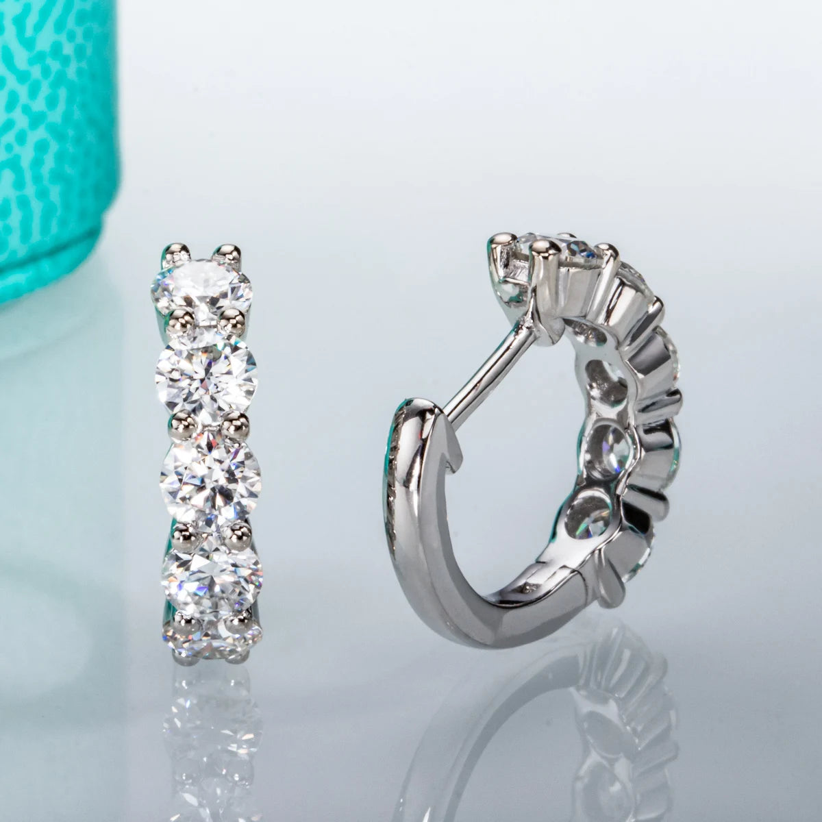 4mm D-Color Moissanite Huggie Hoop Earrings 3cttw - 925 Sterling Silver