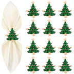 Set of 16 Christmas tree-shaped napkin holders with a white napkin.