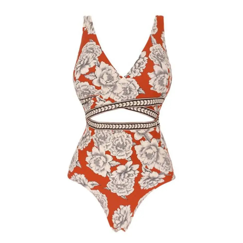 Peony Print Swimsuit - Floral Beachwear