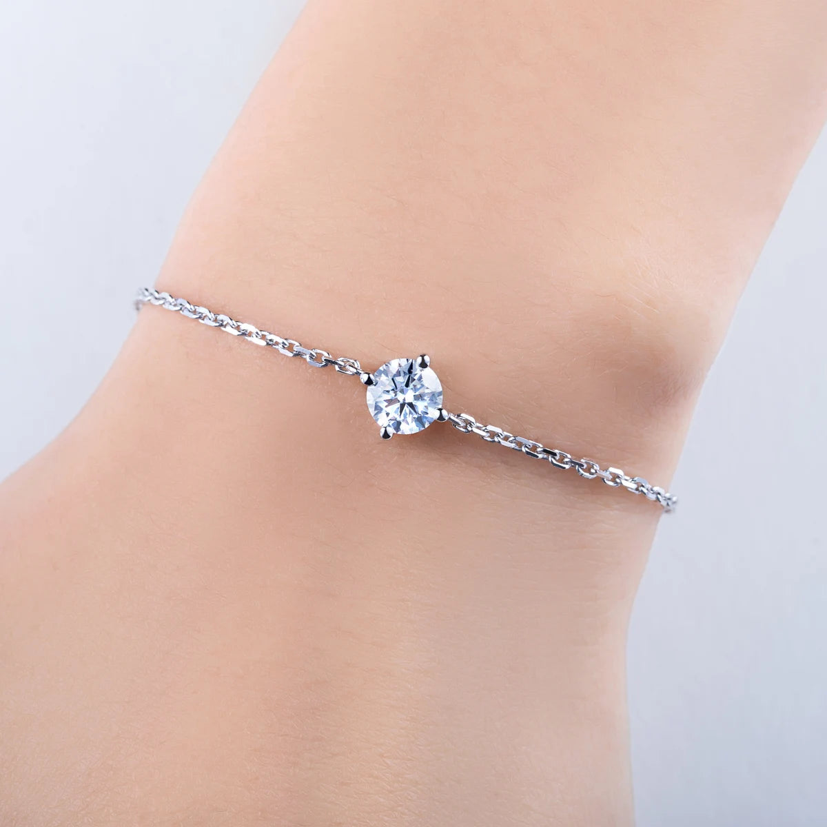 1ct Moissanite Bracelet - 925 Sterling Silver Adjustable 12.5cm