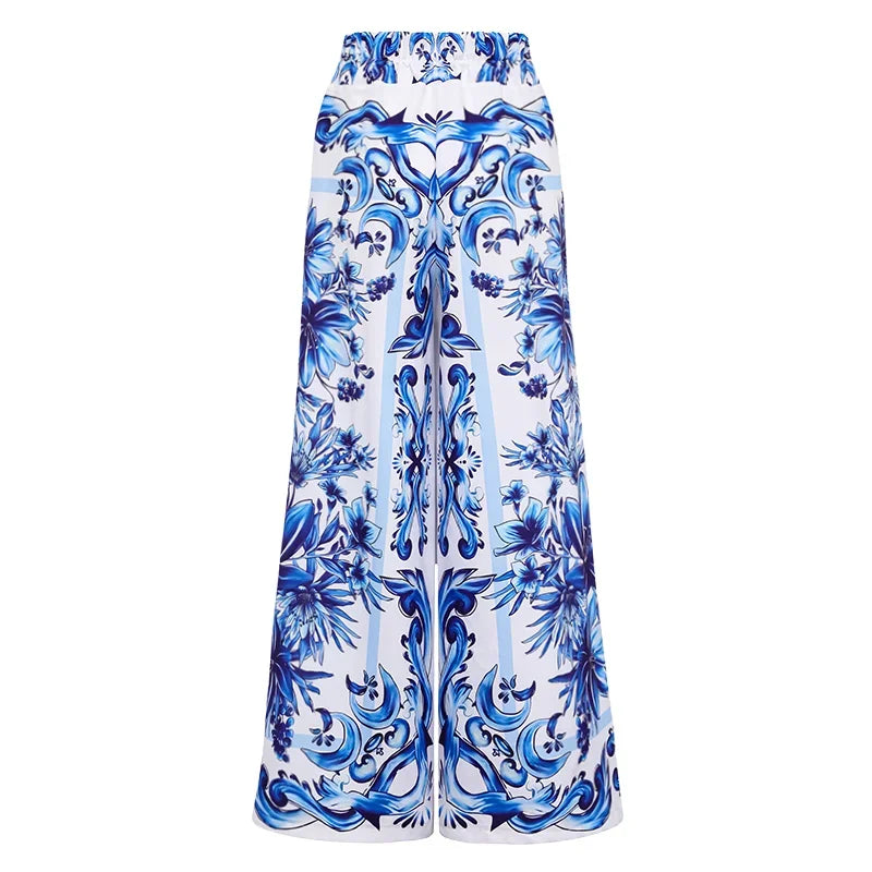 Bow Decor Majolica Print Swimsuit - Elegant Beachwear