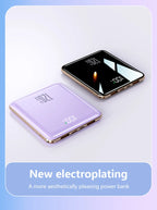 Two power banks with electroplating finish on a light blue background