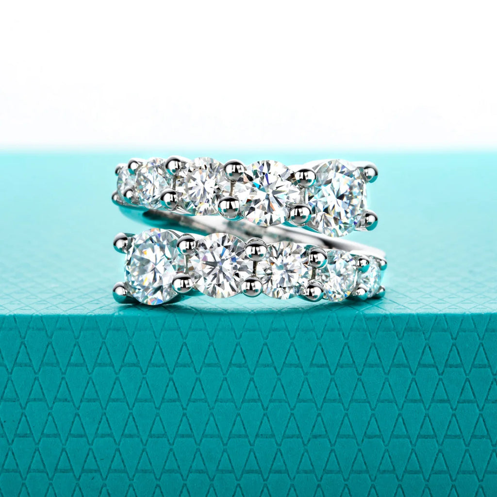 4mm D Color Moissanite Eternity Band - 4.2cttw Sterling Silver Wedding Ring