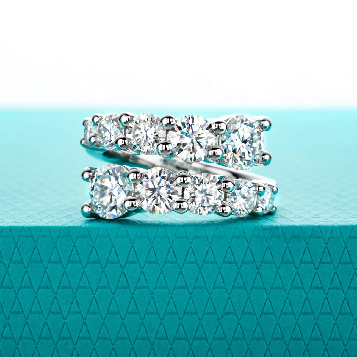 4mm D Color Moissanite Eternity Band - 4.2cttw Sterling Silver Wedding Ring