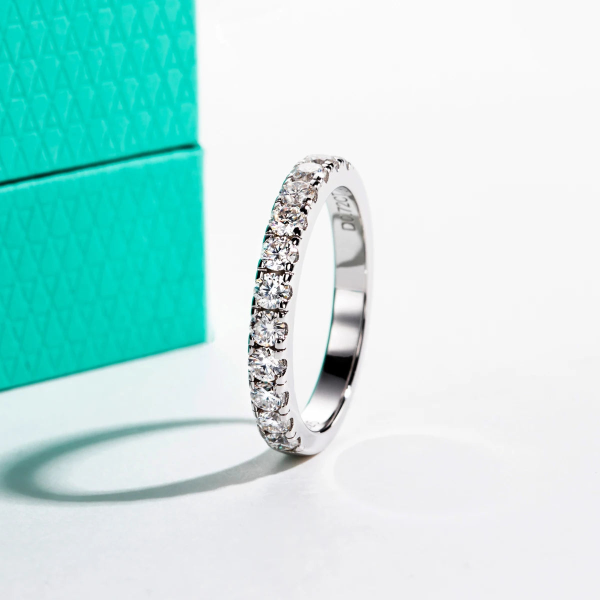 2.5mm Moissanite Half Eternity Band 0.72cttw - Sterling Silver Ring