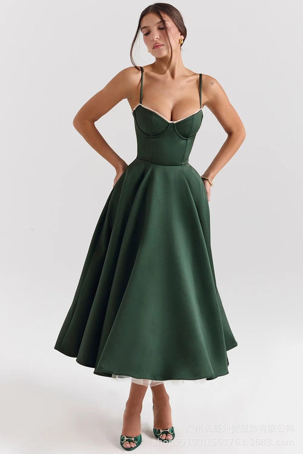 Satin Corset Maxi Dress - Cottagecore Style