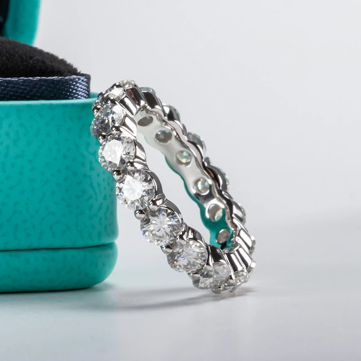 4mm Moissanite Anniversary Band 5cttw - Sterling Silver Luxury Ring