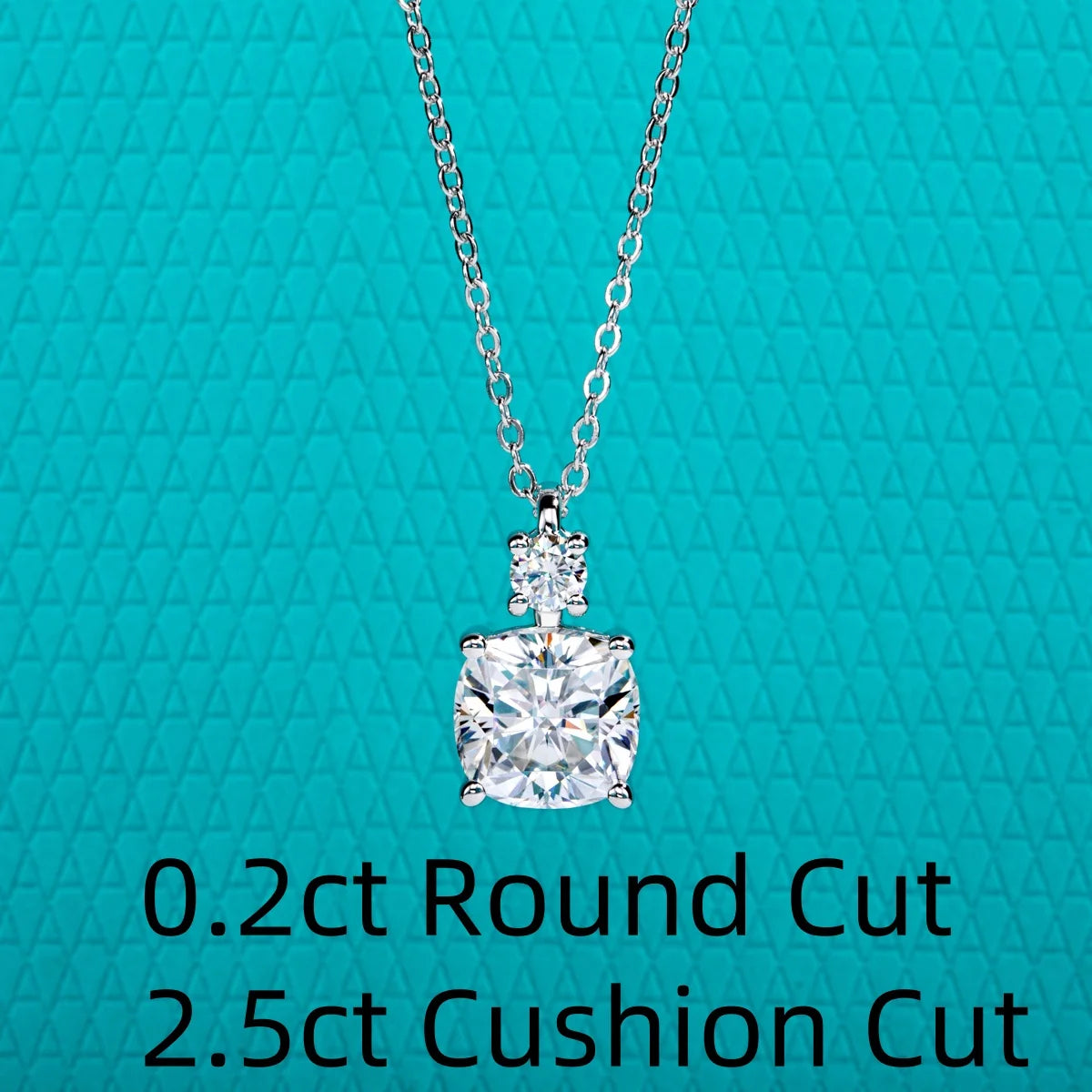 Cushion Cut Moissanite Pendant Necklace - 925 Sterling Silver D Color