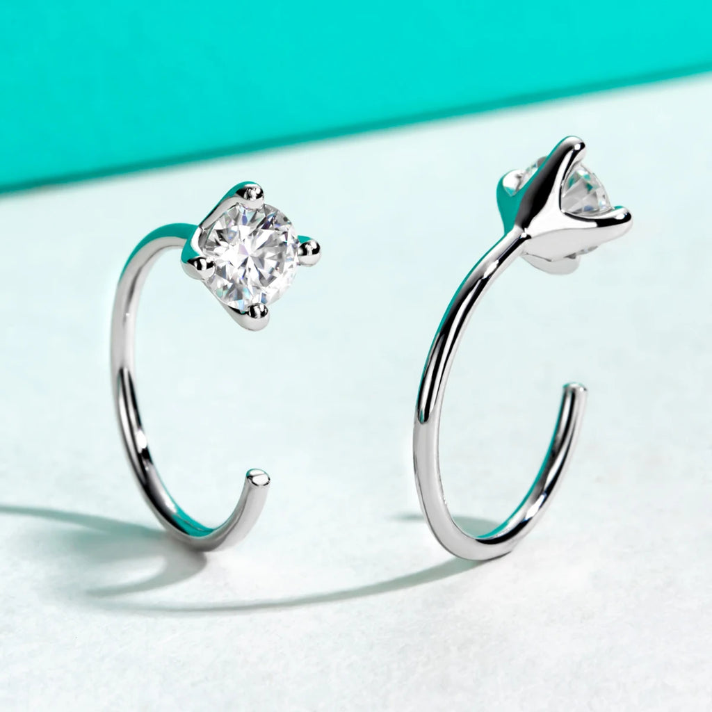 4mm D-Color Moissanite Hoop Earrings - 925 Silver 18K Gold Plated