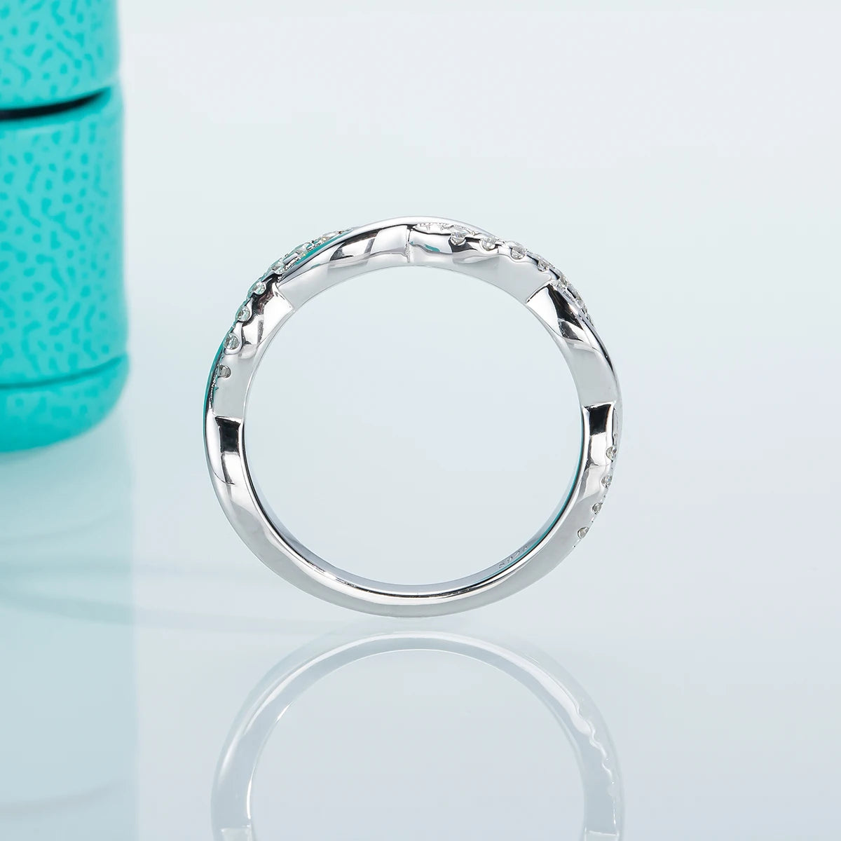 1.3mm D Color Moissanite Eternity Band - Ultra Delicate Sterling Silver Ring