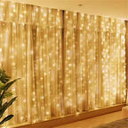 Decorative string lights on a curtain in a room setting