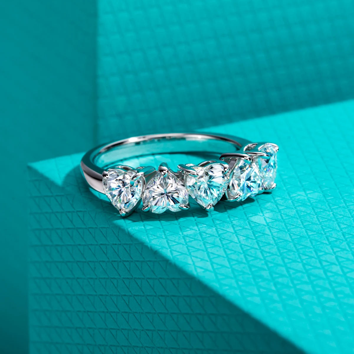 Heart Cut D Color Moissanite Eternity Band 2.5cttw - 18K Gold Plated Sterling Silver