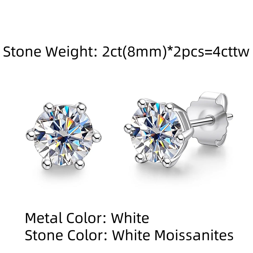 Cushion Cut Moissanite Stud Earrings - 925 Sterling Silver