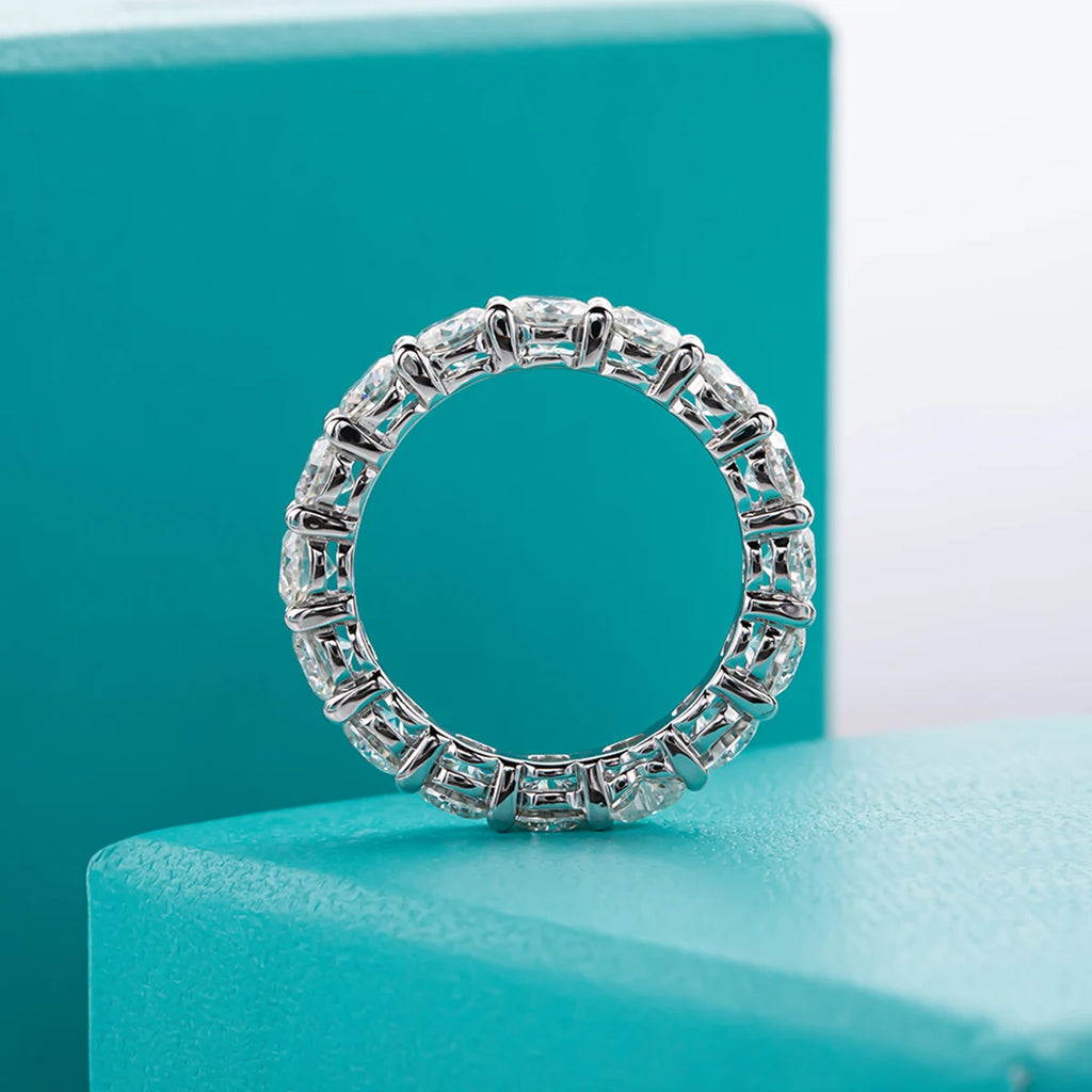 4mm Heart Moissanite Eternity Band - Gold Plated Sterling Silver