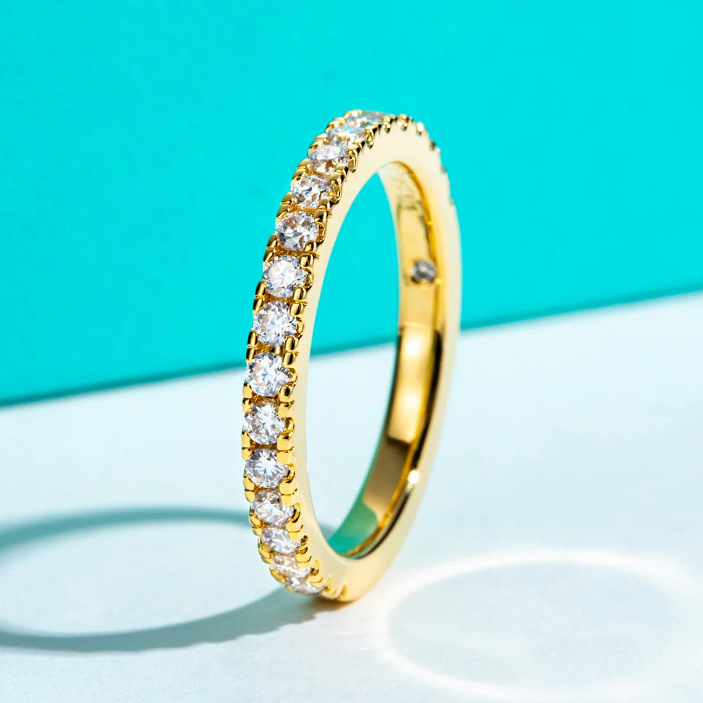 1.9mm Moissanite Wedding Band - Sterling Silver Delicate Ring