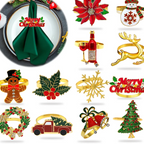 Collection of Christmas-themed jewelry and decorative items on a white background